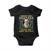 Funny Ed Gein Horror Christmas Meme Baby Onesie Drinking Wine Eating This Sinful Cold Cuts Viral Scene - Wonder Print Shop