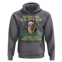 Funny Ed Gein Horror Christmas Meme Hoodie Drinking Wine Eating This Sinful Cold Cuts Viral Scene - Wonder Print Shop