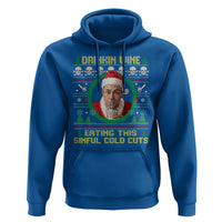 Funny Ed Gein Horror Christmas Meme Hoodie Drinking Wine Eating This Sinful Cold Cuts Viral Scene - Wonder Print Shop