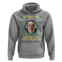 Funny Ed Gein Horror Christmas Meme Hoodie Drinking Wine Eating This Sinful Cold Cuts Viral Scene - Wonder Print Shop