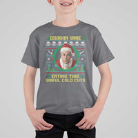 Funny Ed Gein Horror Christmas Meme T Shirt For Kid Drinking Wine Eating This Sinful Cold Cuts Viral Scene - Wonder Print Shop
