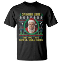 Funny Ed Gein Horror Christmas Meme T Shirt Drinking Wine Eating This Sinful Cold Cuts Viral Scene - Wonder Print Shop