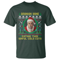 Funny Ed Gein Horror Christmas Meme T Shirt Drinking Wine Eating This Sinful Cold Cuts Viral Scene - Wonder Print Shop