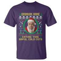 Funny Ed Gein Horror Christmas Meme T Shirt Drinking Wine Eating This Sinful Cold Cuts Viral Scene - Wonder Print Shop