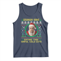 Funny Ed Gein Horror Christmas Meme Tank Top Drinking Wine Eating This Sinful Cold Cuts Viral Scene - Wonder Print Shop