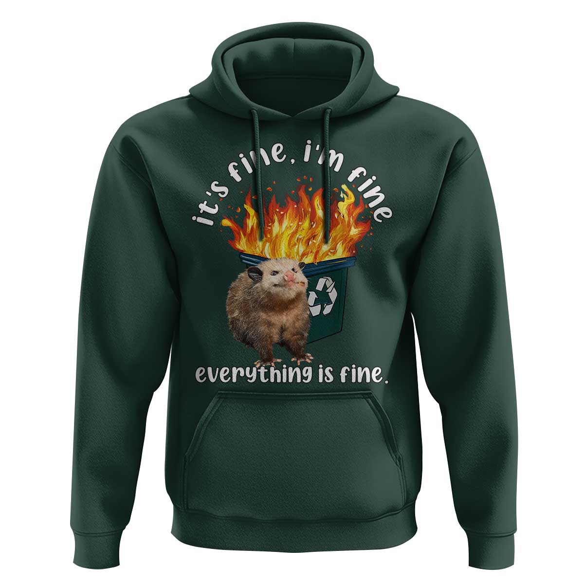 Funny Opossum Meme Hoodie It's Fine I'm Fine Everything Is Fine Dumpster Fire