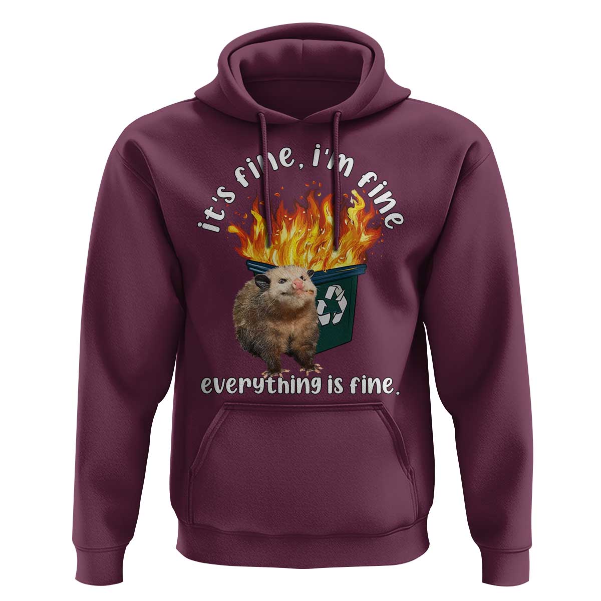 Funny Opossum Meme Hoodie It's Fine I'm Fine Everything Is Fine Dumpster Fire