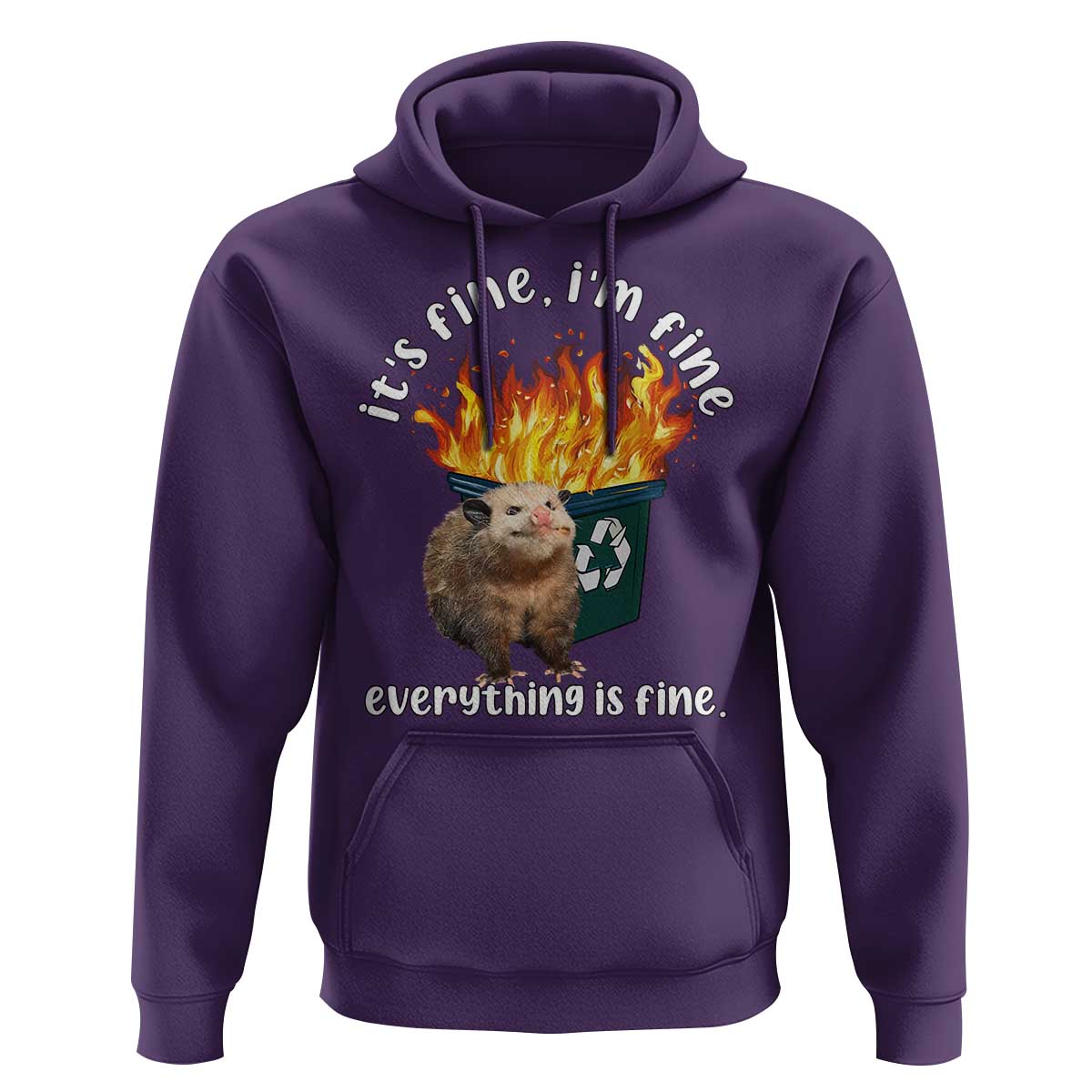 Funny Opossum Meme Hoodie It's Fine I'm Fine Everything Is Fine Dumpster Fire