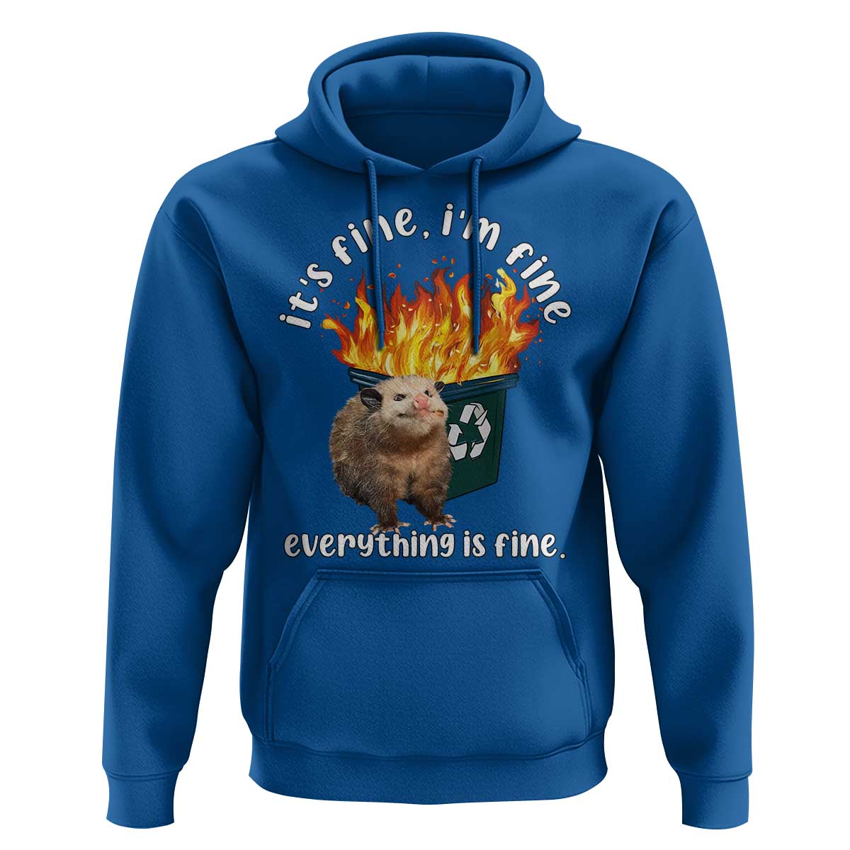 Funny Opossum Meme Hoodie It's Fine I'm Fine Everything Is Fine Dumpster Fire