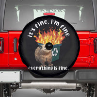 Funny Opossum Meme Spare Tire Cover It's Fine I'm Fine Everything Is Fine Dumpster Fire