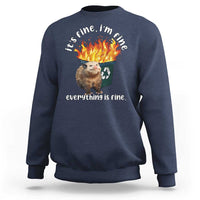 Funny Opossum Meme Sweatshirt It's Fine I'm Fine Everything Is Fine Dumpster Fire - Wonder Print Shop