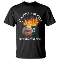 Funny Opossum Meme T Shirt It's Fine I'm Fine Everything Is Fine Dumpster Fire - Wonder Print Shop