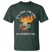 Funny Opossum Meme T Shirt It's Fine I'm Fine Everything Is Fine Dumpster Fire - Wonder Print Shop