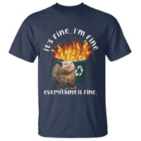 Funny Opossum Meme T Shirt It's Fine I'm Fine Everything Is Fine Dumpster Fire - Wonder Print Shop