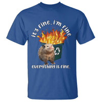 Funny Opossum Meme T Shirt It's Fine I'm Fine Everything Is Fine Dumpster Fire - Wonder Print Shop