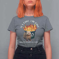 Funny Opossum Meme T Shirt For Women It's Fine I'm Fine Everything Is Fine Dumpster Fire - Wonder Print Shop