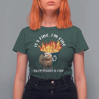 Funny Opossum Meme T Shirt For Women It's Fine I'm Fine Everything Is Fine Dumpster Fire - Wonder Print Shop