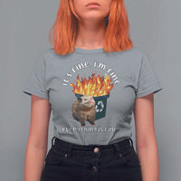 Funny Opossum Meme T Shirt For Women It's Fine I'm Fine Everything Is Fine Dumpster Fire - Wonder Print Shop