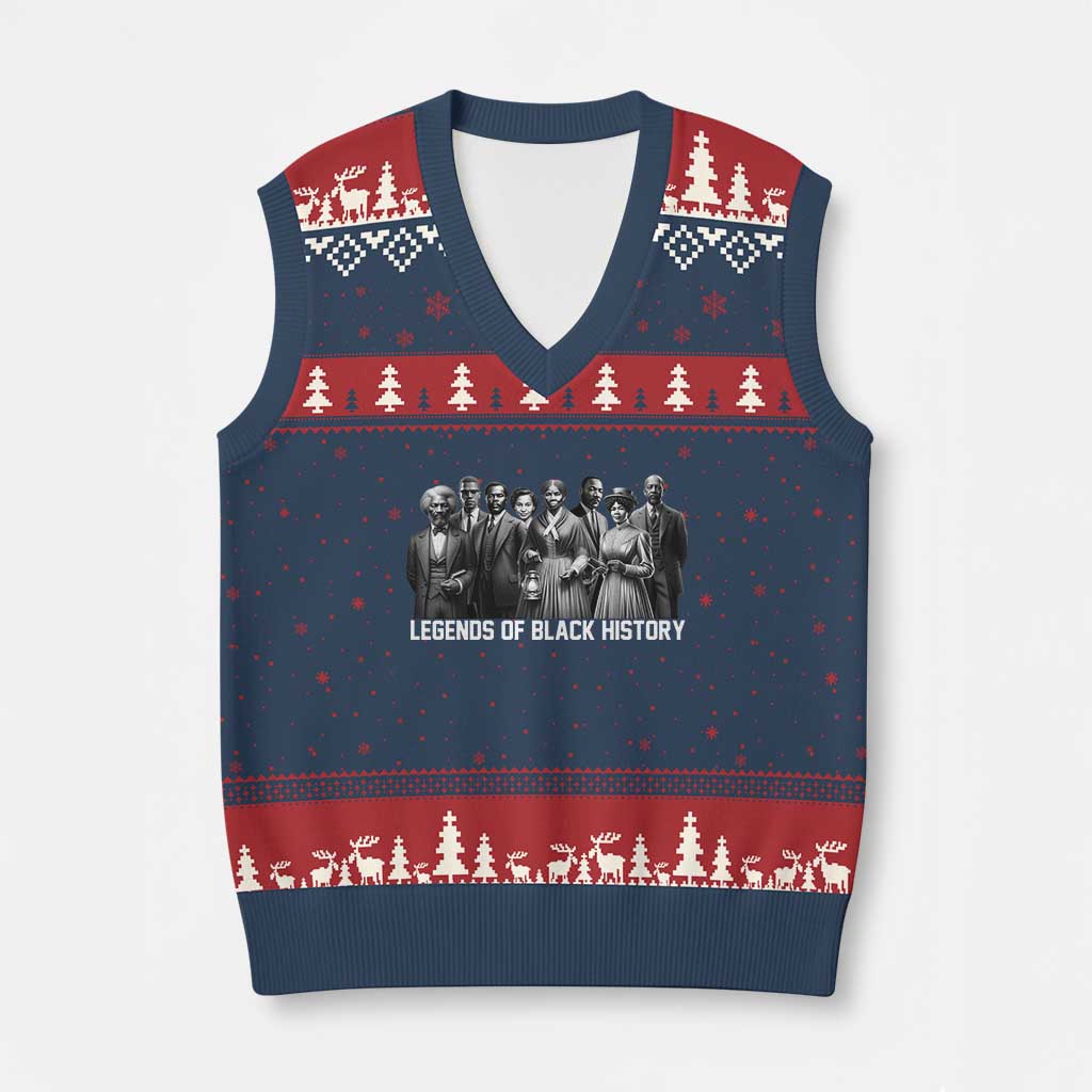 Legends of Black History V-Neck Knit Sweater Vest Civil Rights Leaders - Wonder Print Shop