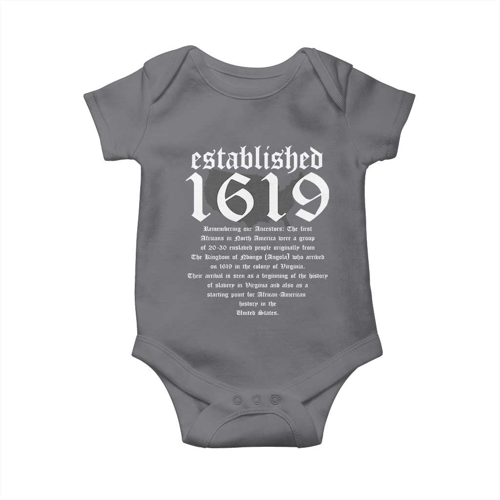 African American History Baby Onesie Project 1619 Established American Map Retro Vintage