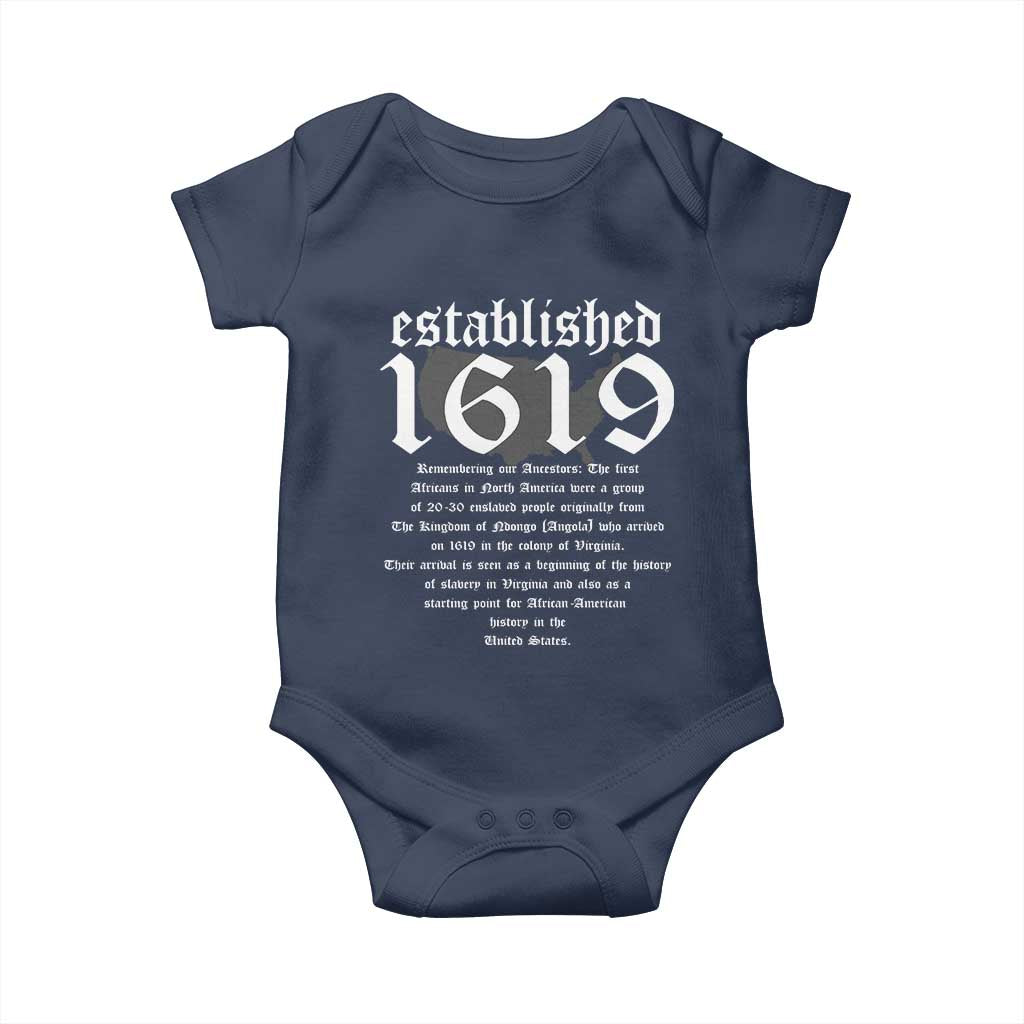 African American History Baby Onesie Project 1619 Established American Map Retro Vintage