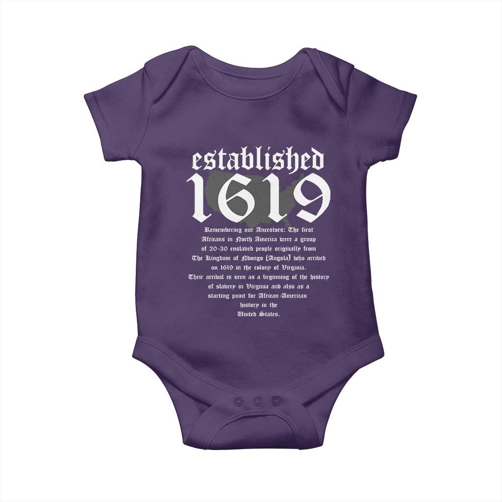 African American History Baby Onesie Project 1619 Established American Map Retro Vintage