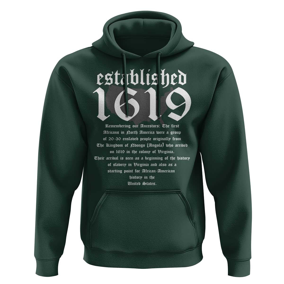 African American History Hoodie Project 1619 Established American Map Retro Vintage