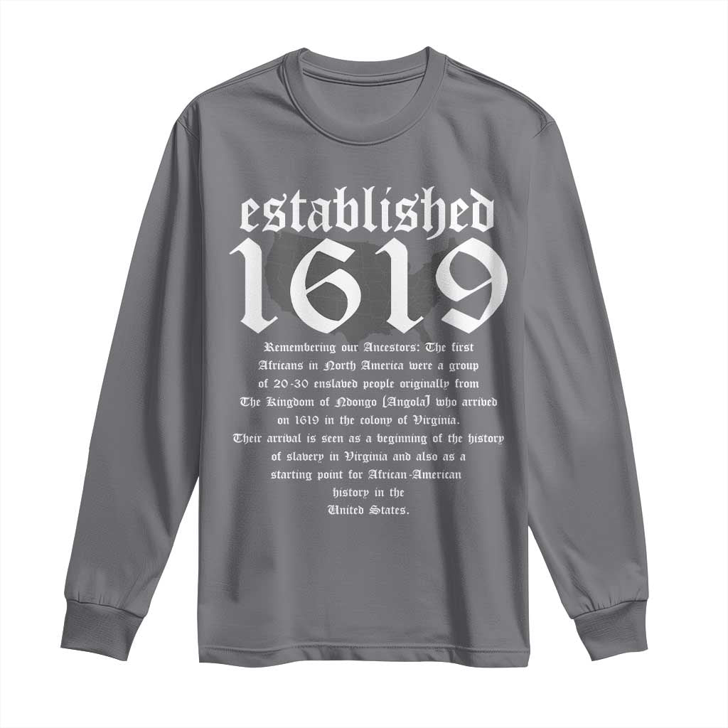 African American History Long Sleeve Shirt Project 1619 Established American Map Retro Vintage
