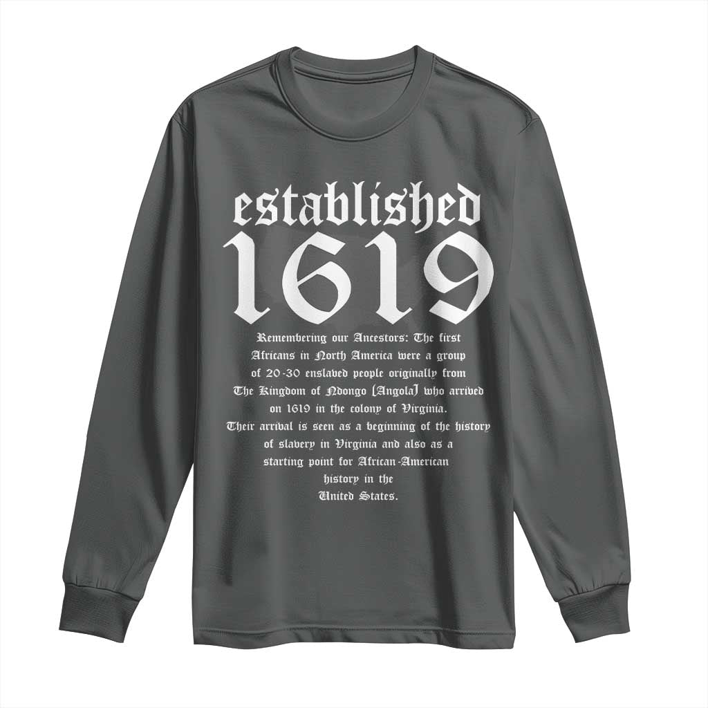 African American History Long Sleeve Shirt Project 1619 Established American Map Retro Vintage