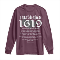 African American History Long Sleeve Shirt Project 1619 Established American Map Retro Vintage