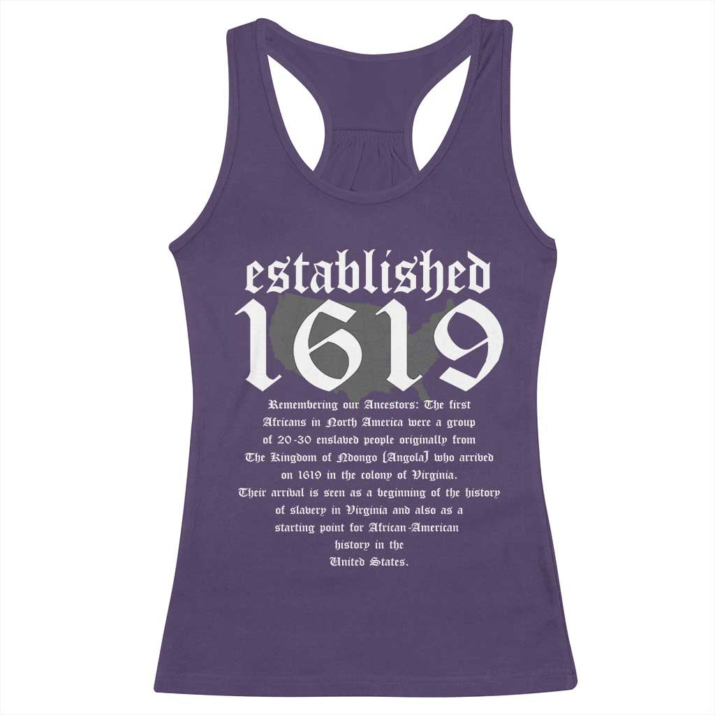 African American History Racerback Tank Top Project 1619 Established American Map Retro Vintage