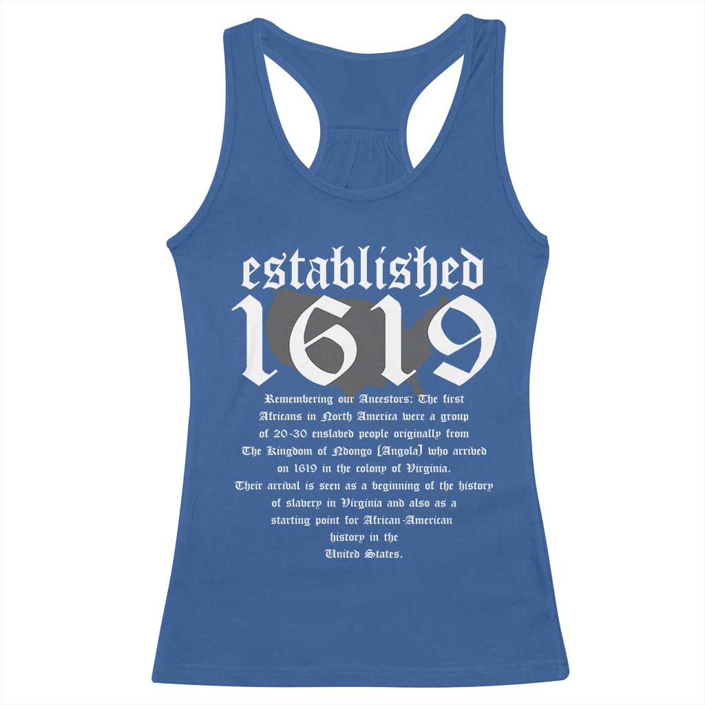 African American History Racerback Tank Top Project 1619 Established American Map Retro Vintage