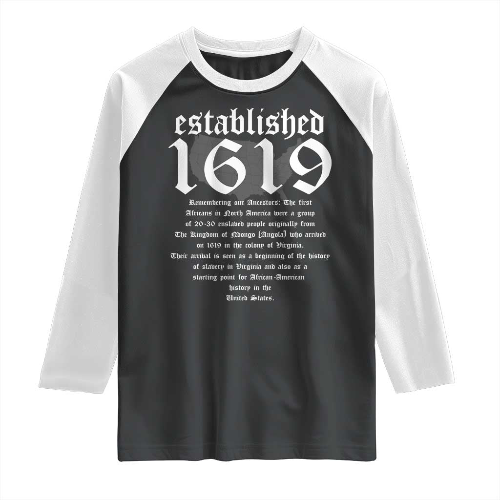 African American History Raglan Shirt Project 1619 Established American Map Retro Vintage