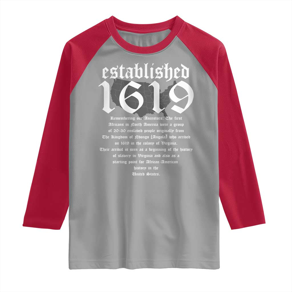 African American History Raglan Shirt Project 1619 Established American Map Retro Vintage