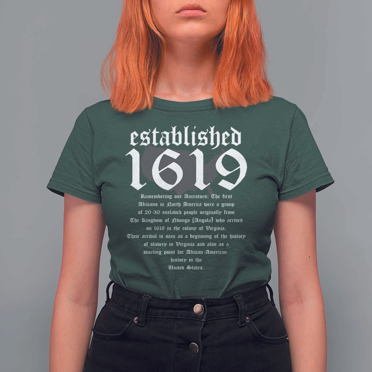 African American History T Shirt For Women Project 1619 Established American Map Retro Vintage - Wonder Print Shop