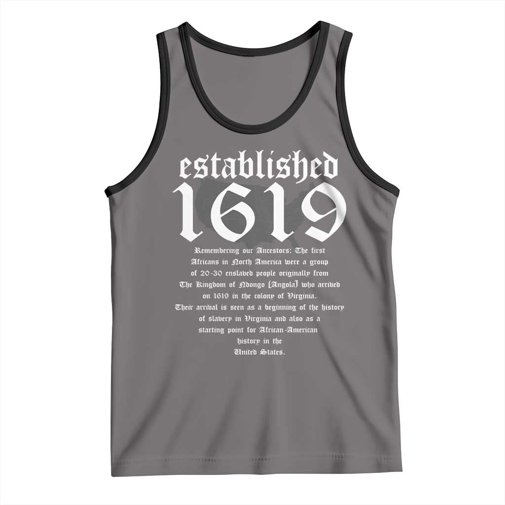 African American History Tank Top Project 1619 Established American Map Retro Vintage