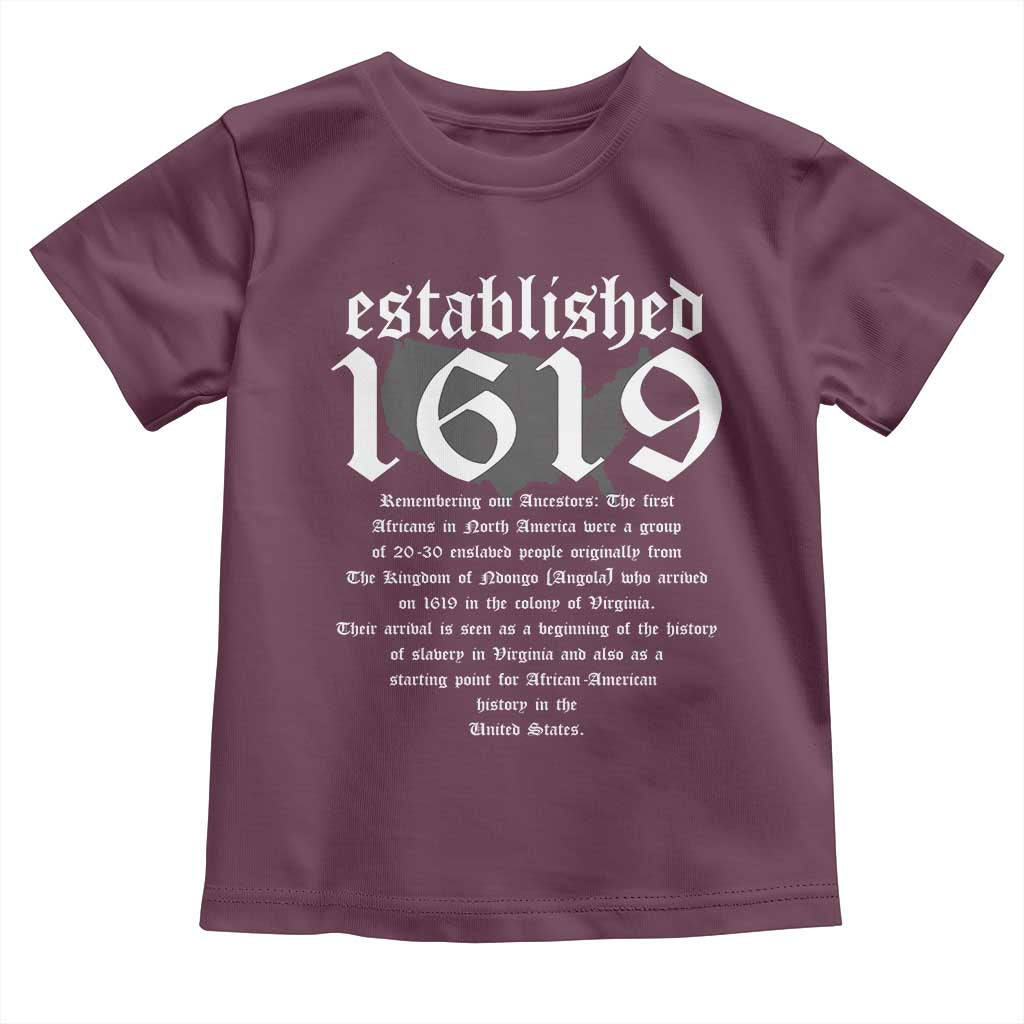 African American History Toddler T Shirt Project 1619 Established American Map Retro Vintage