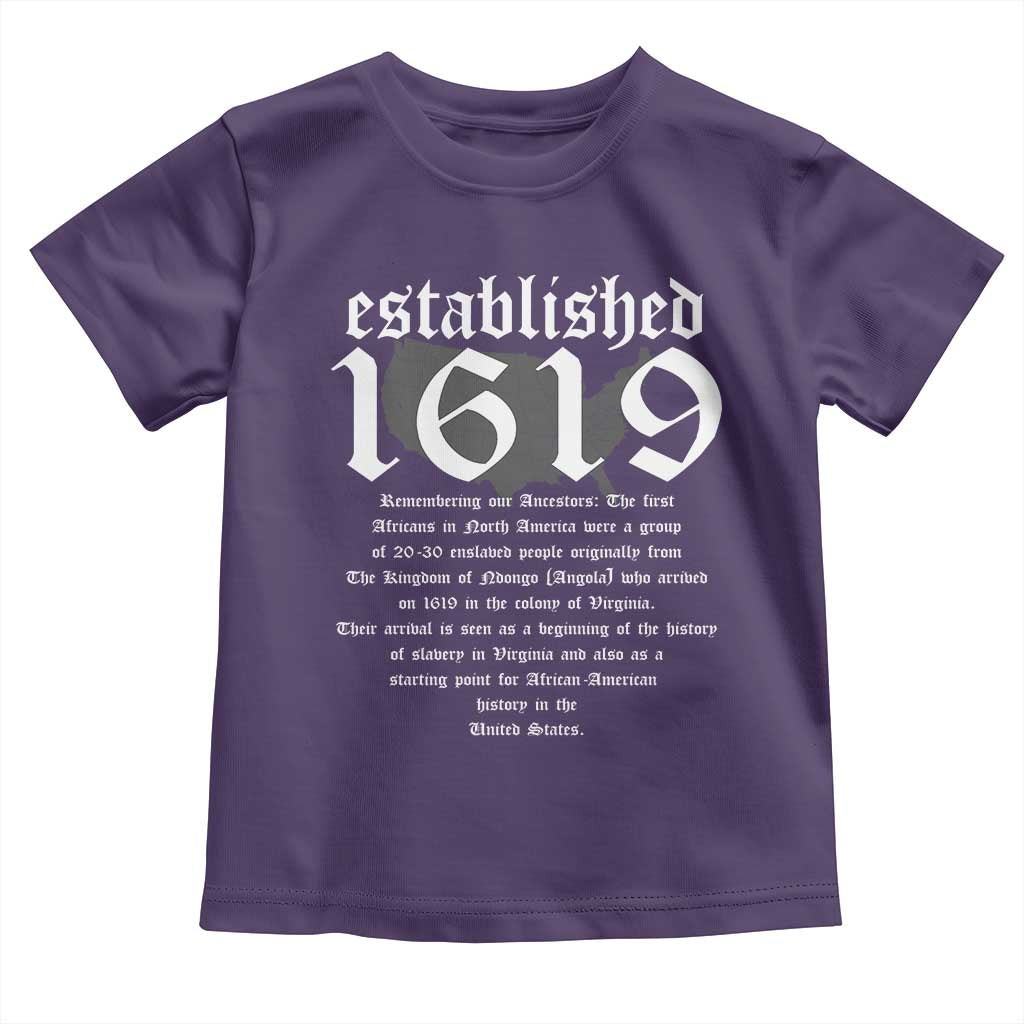 African American History Toddler T Shirt Project 1619 Established American Map Retro Vintage