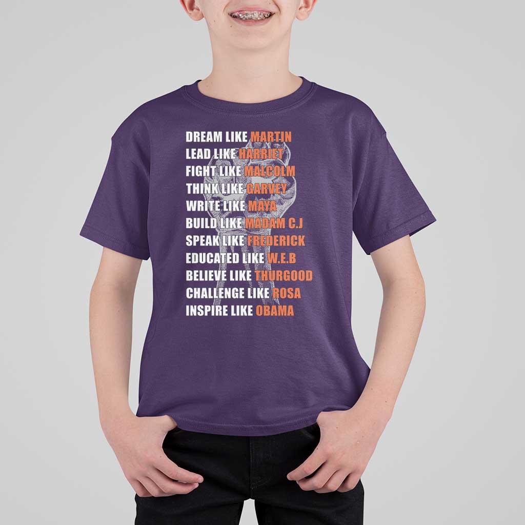Civil Right Leaders Inspiration T Shirt For Kid Dream Like Martin Black History African American - Wonder Print Shop