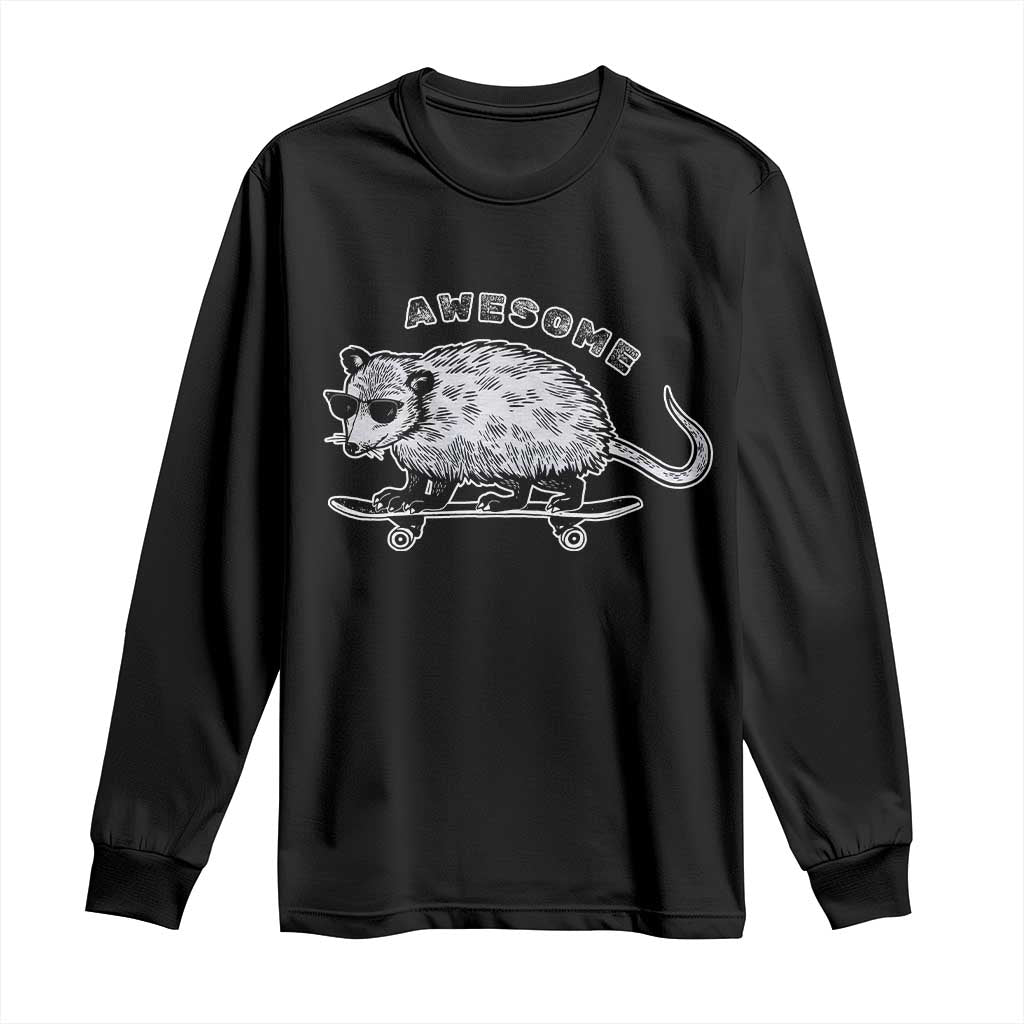 Funny Opossum Meme Long Sleeve Shirt Awesome Possum Cool 90s Retro Vintage Animal Lover