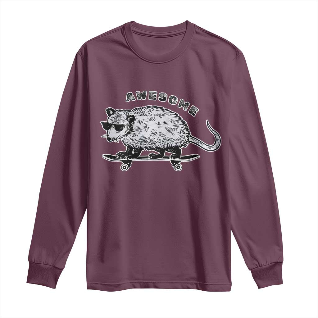 Funny Opossum Meme Long Sleeve Shirt Awesome Possum Cool 90s Retro Vintage Animal Lover