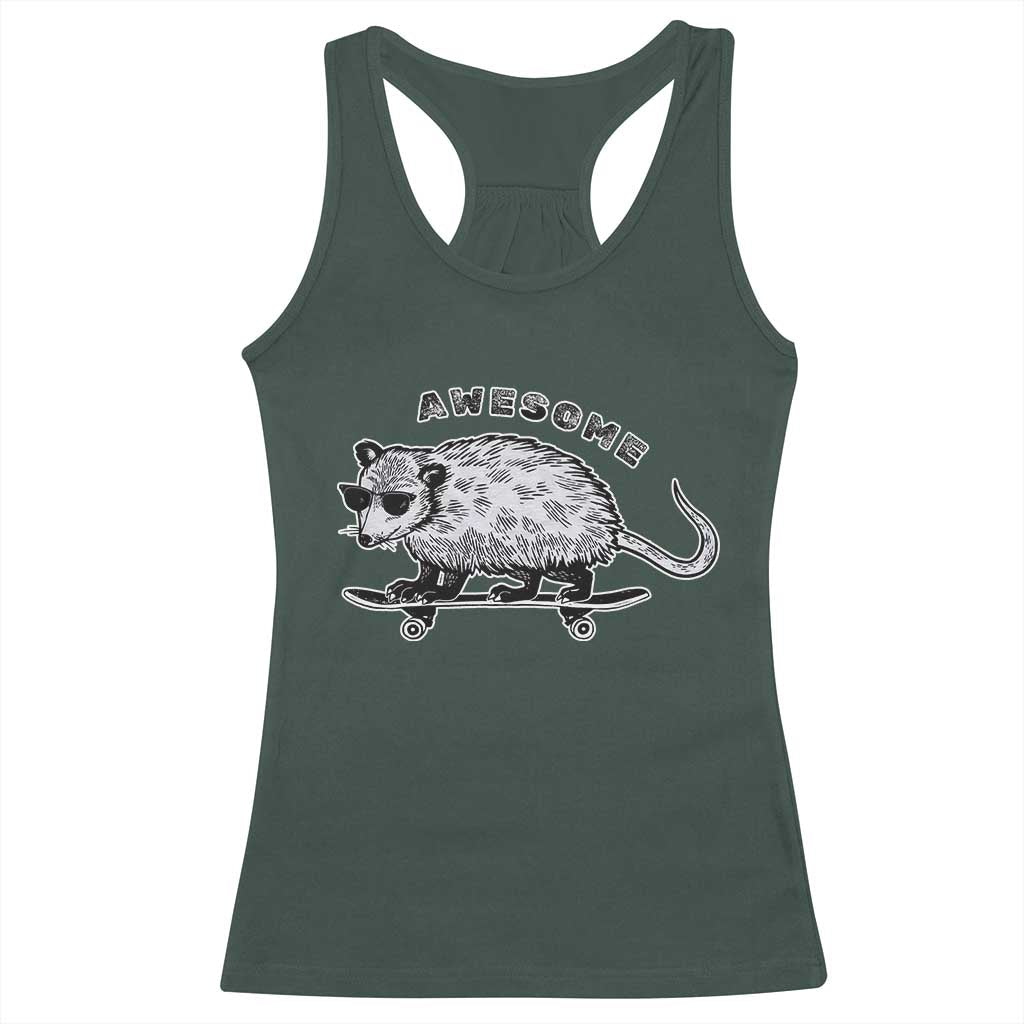 Funny Opossum Meme Racerback Tank Top Awesome Possum Cool 90s Retro Vintage Animal Lover