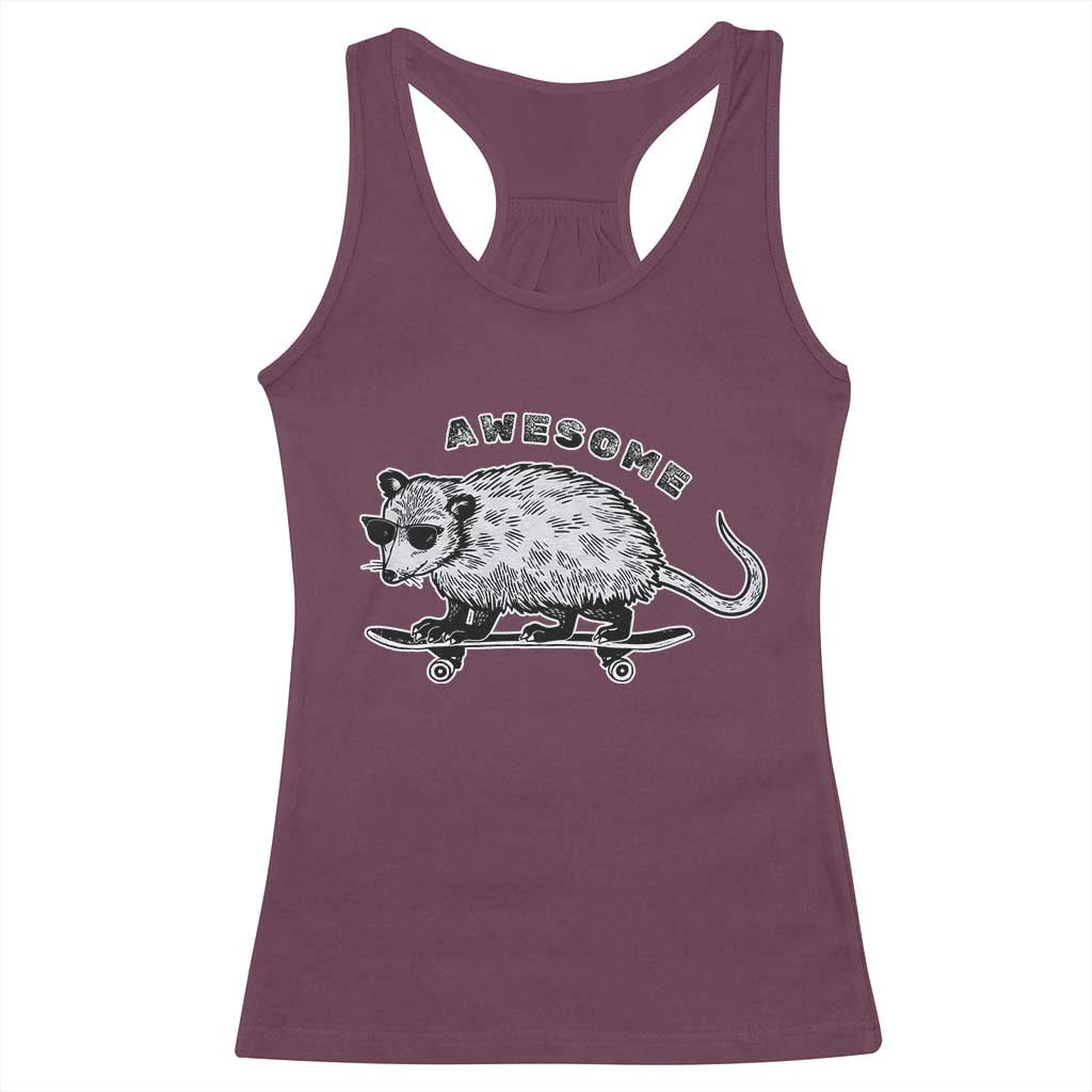Funny Opossum Meme Racerback Tank Top Awesome Possum Cool 90s Retro Vintage Animal Lover