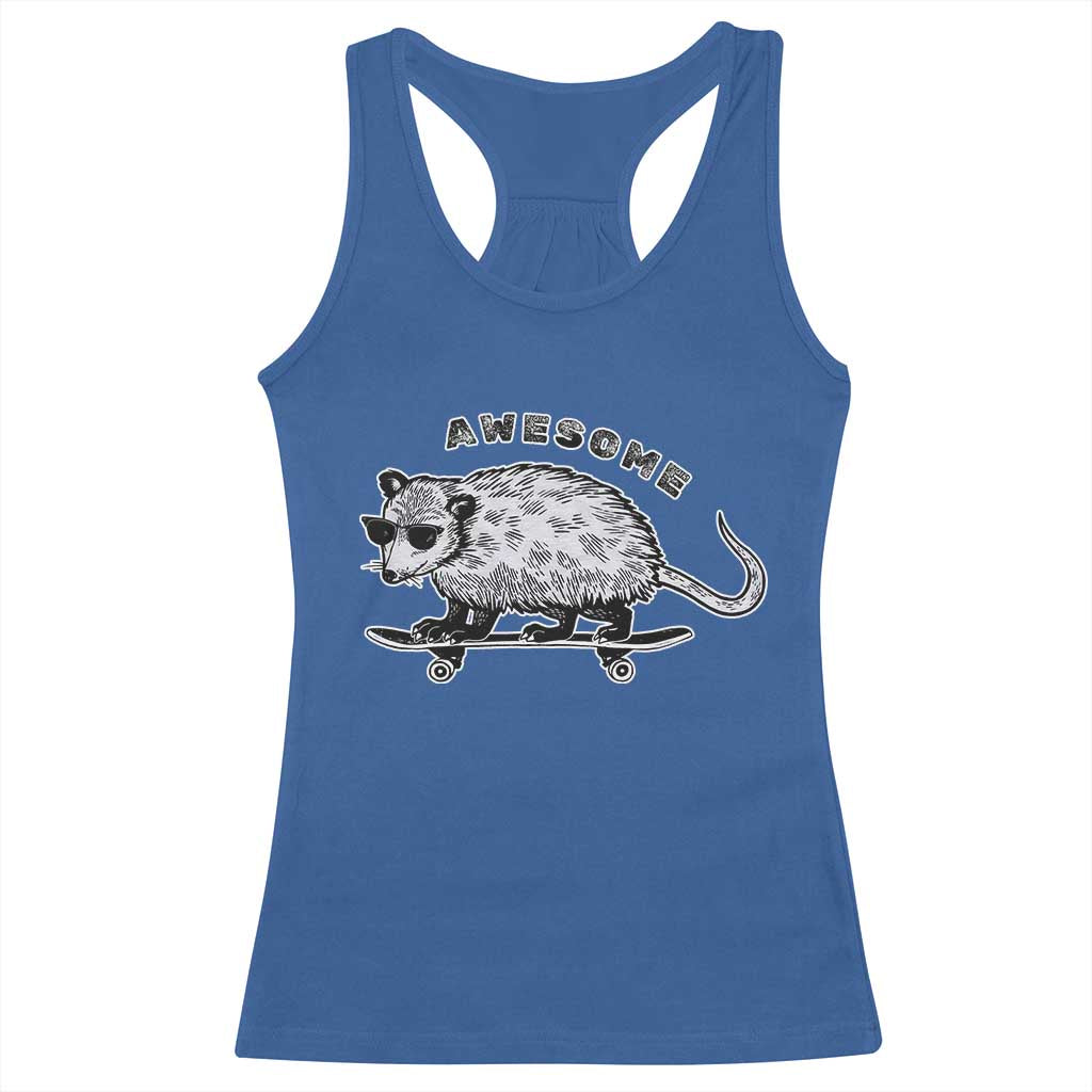 Funny Opossum Meme Racerback Tank Top Awesome Possum Cool 90s Retro Vintage Animal Lover