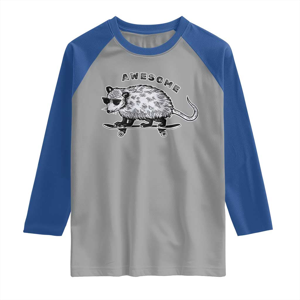 Funny Opossum Meme Raglan Shirt Awesome Possum Cool 90s Retro Vintage Animal Lover