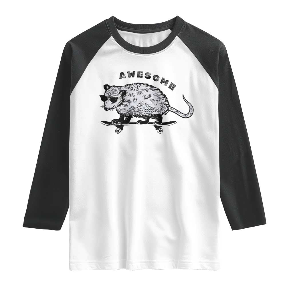 Funny Opossum Meme Raglan Shirt Awesome Possum Cool 90s Retro Vintage Animal Lover