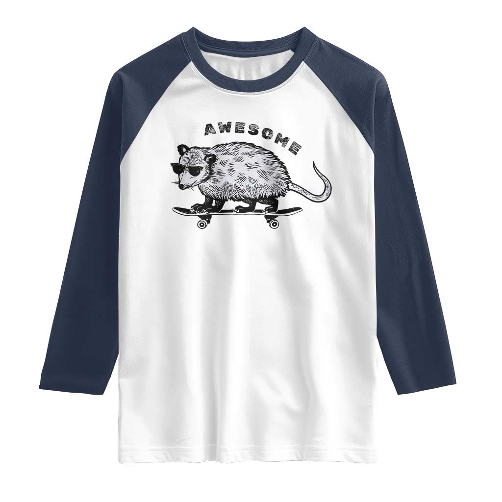 Funny Opossum Meme Raglan Shirt Awesome Possum Cool 90s Retro Vintage Animal Lover