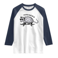 Funny Opossum Meme Raglan Shirt Awesome Possum Cool 90s Retro Vintage Animal Lover