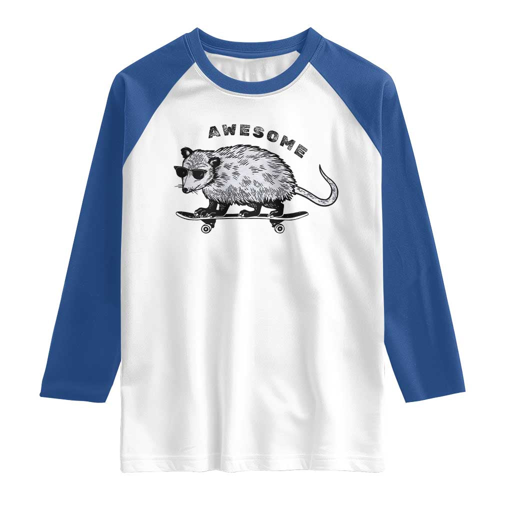 Funny Opossum Meme Raglan Shirt Awesome Possum Cool 90s Retro Vintage Animal Lover