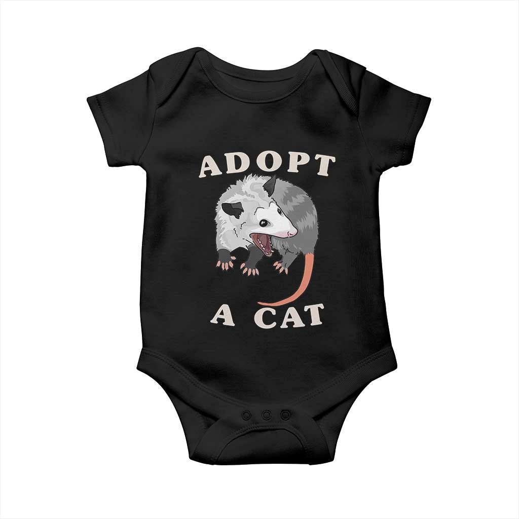 Funny Opossum Meme Baby Onesie Adopt A Cat Possum Team Trash Vibes